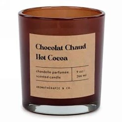Bougie Thérapeutique Parfumée Dans Un Verre Brun De 3,5" X 4,5", Chocolat Chaud