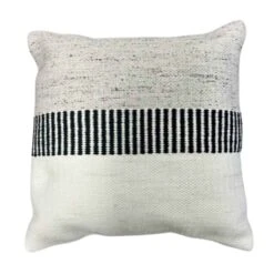 Coussin à Rayures Graphite, 18'' X 18'' (noir Et Natural)