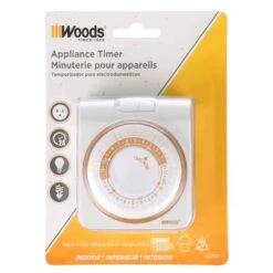 Woods Minuterie Mécanique D’intérieur De 24 H Pour Appareils, 24 Réglages Marche / Arrêt