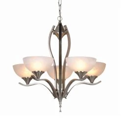 Chandelier Bisbee, 5 Lumières, Verre Et Chrome