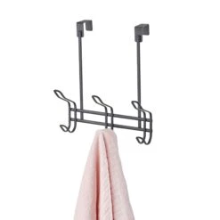 Support Noir Pour Dessus De Porte, 3 crochets