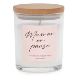 Bougie Parfumée Avec écriture "Maman En Pause...", 3,5" X 4,5"