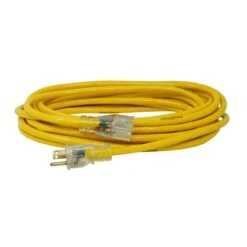 Rallonge électrique à Cordon 14/3 SJTW De 7,6 m à 1 Prise, Jaune