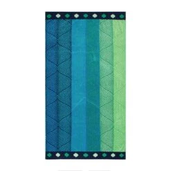 Serviette De Plage En Jacquard De Velours De Coton Avec Un Motif De Vagues, 62" X 32"
