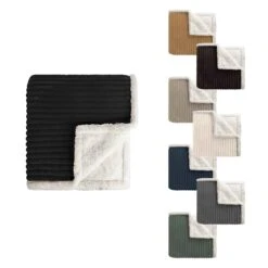 Jeté De 60" X 50" à Rayures En Flanelle Réversible, 8 Choix De Couleurs