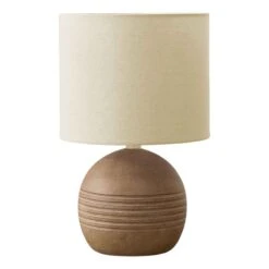 Lampe De Table En Résine Avec Abat-jour, 15'' (brun Et Beige)