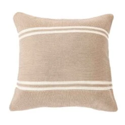 Coussin En Tricot Taupe Hudson, 18'' X 18''