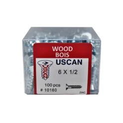 Vis à Bois à Tête Plate Plaquée Zinc, #6 x 1/2" (100 Unités)