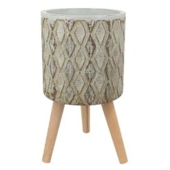 Jardinière Sur Pattes MGO Gris Et Brun, 12'' X 12''