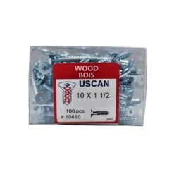 Vis à Bois à Tête Plate Plaquée Zinc, #10 x 1-1/2" (100 Unités)