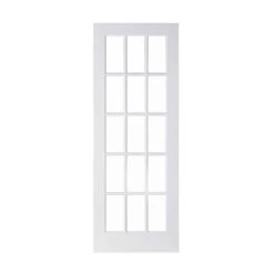 METRIE Porte Française De Style Shaker à 15 Verres Clairs Avec Apprêt Blanc, 32'' X 80''