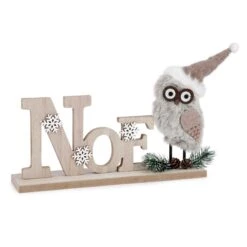 Mot Décoratif ''Noel'' Avec Hibou, 9-1/2" X 2" X 6"