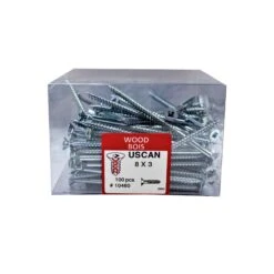 Vis à Bois à Tête Plate Plaquée Zinc, #8 X 3" (100 Unités)