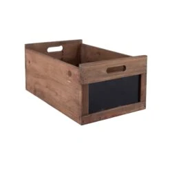 Grand Caisson De Rangement En Bois Avec Tableau Noir, 15'' X 10'' X 7''