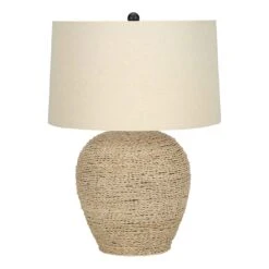 Monarch Specialties Lampe De Table En Rotin, Beige