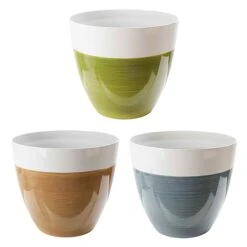 Pot Rond à Finition émaillée Avec Ton Naturel, 15'' X13,4'' (choix Entre 3 Couleurs)