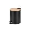 Poubelle Ronde à Pédale En Métal Noir Et En Bambou, 5 L -GAGNON Quincaillerie 96bee510269ebbb5d1b507cb8389a726758f2cbb 39980201 001