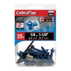 Vis à Béton à Tête Hexagonale CobraTap De 1/4" X 1-1/4", 25 Unités