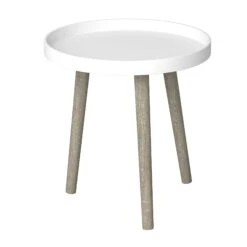 Table D'appoint Ronde, 15'' X 17'' (blanc Et Naturel)