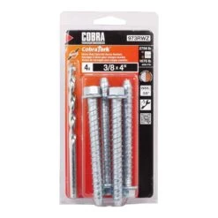 Vis D'ancrage Plaqué Zinc Pour Béton CobraTork De 3/8" X 4", 4 Unités