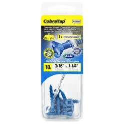 Vis à Béton à Tête Plate CobraTap De 3/16" X 1-1/4", 10 Unités
