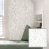 Papier Peint ''peler Et Coller'' à Motif De Cime D'arbres Argent Sur Fond Blanc, 20,5" X 18' -GAGNON Quincaillerie 9b3d0f9220d65cf11b40a29c6575980aa766d357 12259522 001