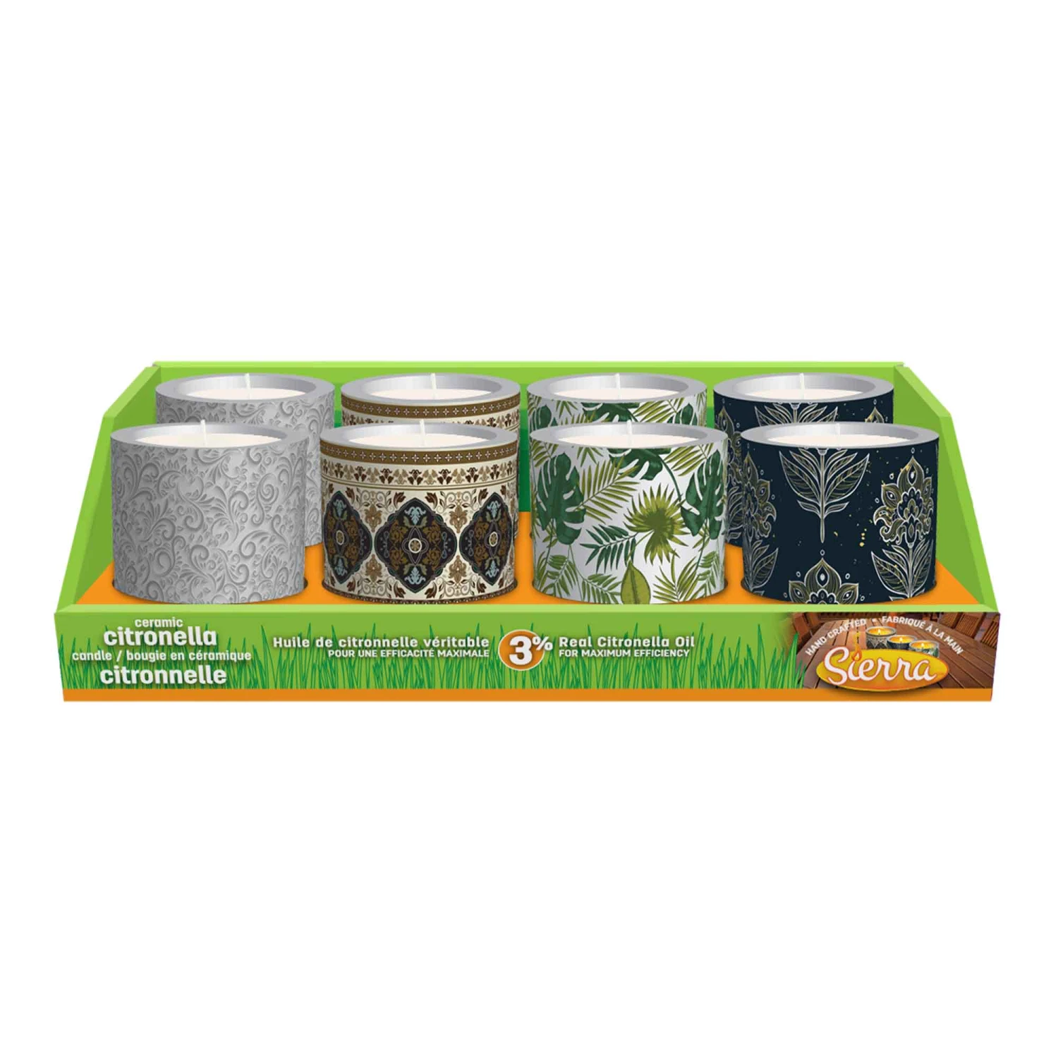 Sierra Bougie à La Citronnelle En Pot De Céramique, Choix De Motifs 3 Sierra Bougie à La Citronnelle En Pot De Céramique, Choix De Motifs