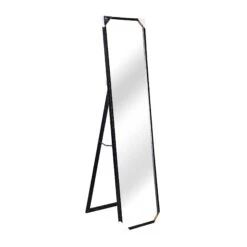 Miroir Long Avec Cadre De Couleur Noire Et Chevalet, 15,75" X 63"