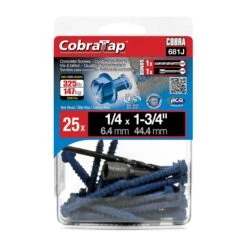 Vis à Béton à Tête Hexagonale CobraTap De 1/4" X 1-3/4", 25 Unités