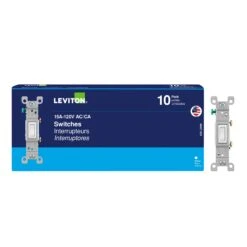 Interrupteurs à Bascule Unipolaire De 15 A / 120 V En Blanc, 10 unités