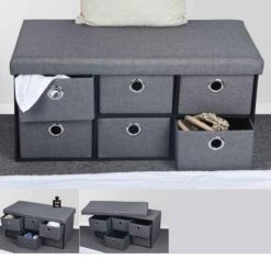 Banc Pliant à 6 tiroirs De Rangement, 30,7" X 15" X 15"