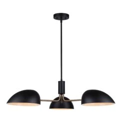 Canarm Chandelier Sur Tiges Hinton à 3 lumières, Noir Mat Et Or