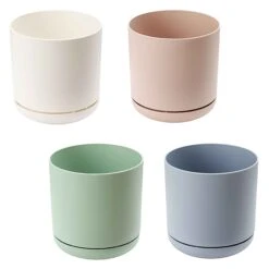 Jardinière Ronde Avec Soucoupe Au Fini Mat, 5,9'' X 5,9'' (choix Entre 4 Couleurs)