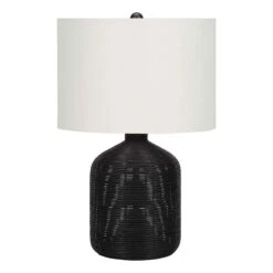 Monarch Specialties Lampe De Table En Rotin, Noir