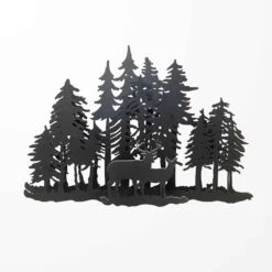 Décoration Murale Forêt Et Chevreuils, 14-1/4" X 2" X 12"