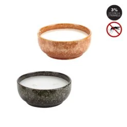 Bougie à La Citronnelle à 2 mèches Dans Un Bol En Céramique, 6'' X 2'' (choix Entre 2 Couleurs)