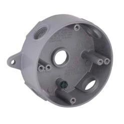 Boîte Métallique étanche Ronde à L’épreuve Des Intempéries à 5 Sorties Filetées De 1/2'', 1-1/2" De Profondeur (gris)