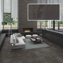 Tuile De Porcelaine Mustang Slate Noir Mat, 12'' X 24'' (13,56 Pc2)