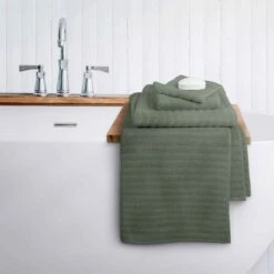 Serviette De Bain Texturée De Couleur Cyprès Automnal, 27" X 54"
