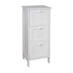 Armoire De Rangement Blanche Avec 3 tiroirs, 11,5" X 13" X 32"