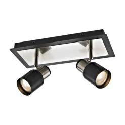 Rail D'éclairage Jackson à 2 Têtes En Nickel Brossé Et Noir Mat, 11,9" X 6,1"