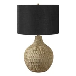 Monarch Specialties Lampe De Table En Résine Brune Avec Abat-jour Noir, 25"