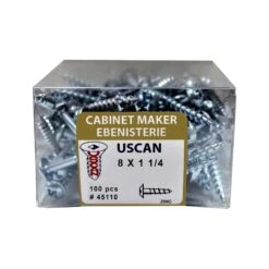 Vis à Tête Ronde Avec Rondelle Intégrée Plaquée Zinc, #8 x 1-1/4" (100 Unités)