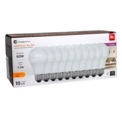 Ampoule Graduable DEL A19 9,5 W Blanc Doux 3 000K, 10 Unités