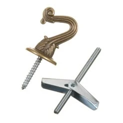 Crochet Décoratif En Laiton Antique , 2/pqt