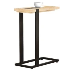 Table D'appoint En Forme De ''C'' Avec Structure Métallique Noire, 19,5" X 9,5" X 25"