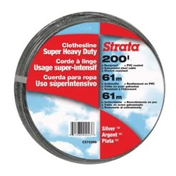 Corde à Linge Argentée En Acier Galvanisé Et Recouverte De PVC Clair - 200'