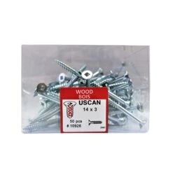 Vis à Bois à Tête Plate Plaquée Zinc, #14 X 3" (50 Unités)