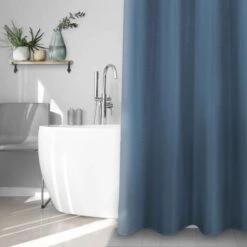 Rideau De Douche Gaufré De Couleur Ruisseau Forestier, 70" X 72"