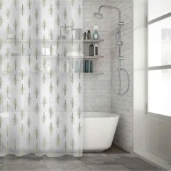 Rideau De Douche En Peva Au Motif De Feuilles, 70'' X 72''